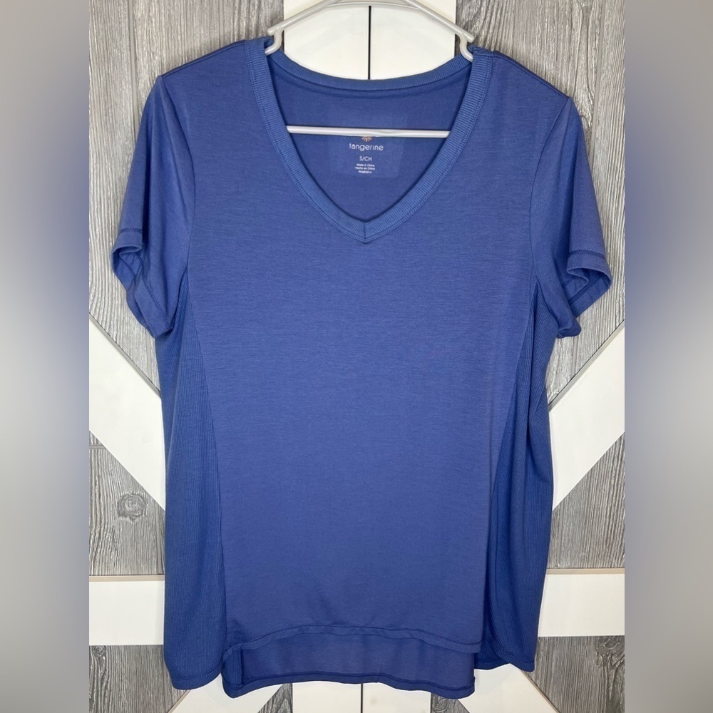 BAG155. Tangerine Blue Performance V-Neck Tee Small